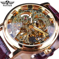 Winner Vision – Relógio Masculino Luxo com Mostrador Transparente, Design Skeleton e Pulseira de Couro