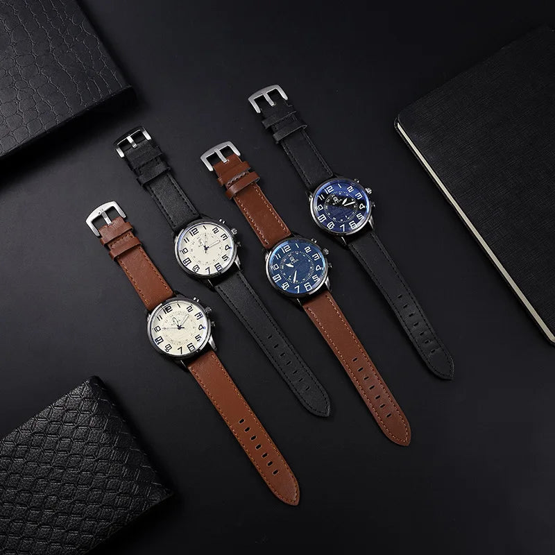 Relógio Masculino SOXY Luxo Casual | Pulseira de Couro e Design Elegante