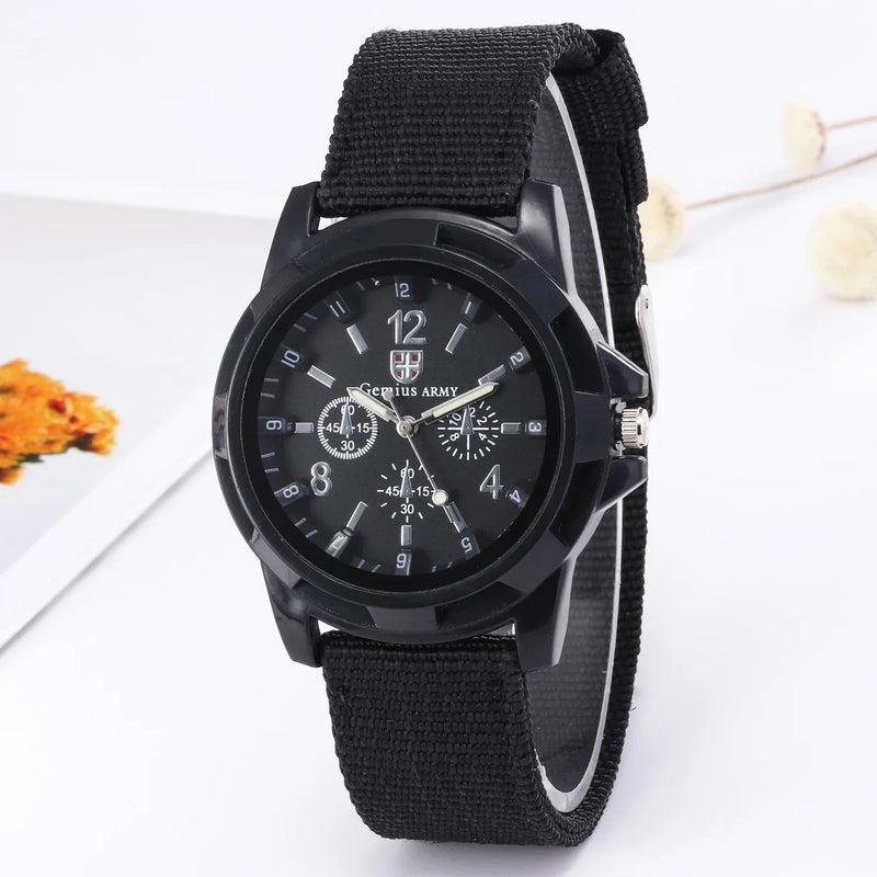 Relógio Syncro | Pulseira Nylon | Quartzo Analógico | Ponteiros Luminosos | Grande Mostrador | À Prova D’Água