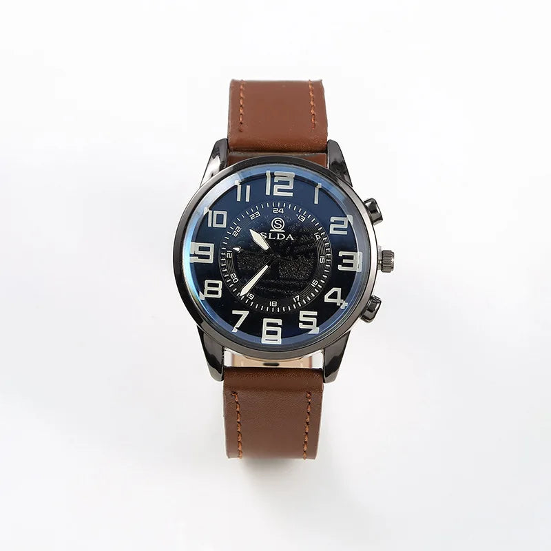 Relógio Masculino SOXY Luxo Casual | Pulseira de Couro e Design Elegante