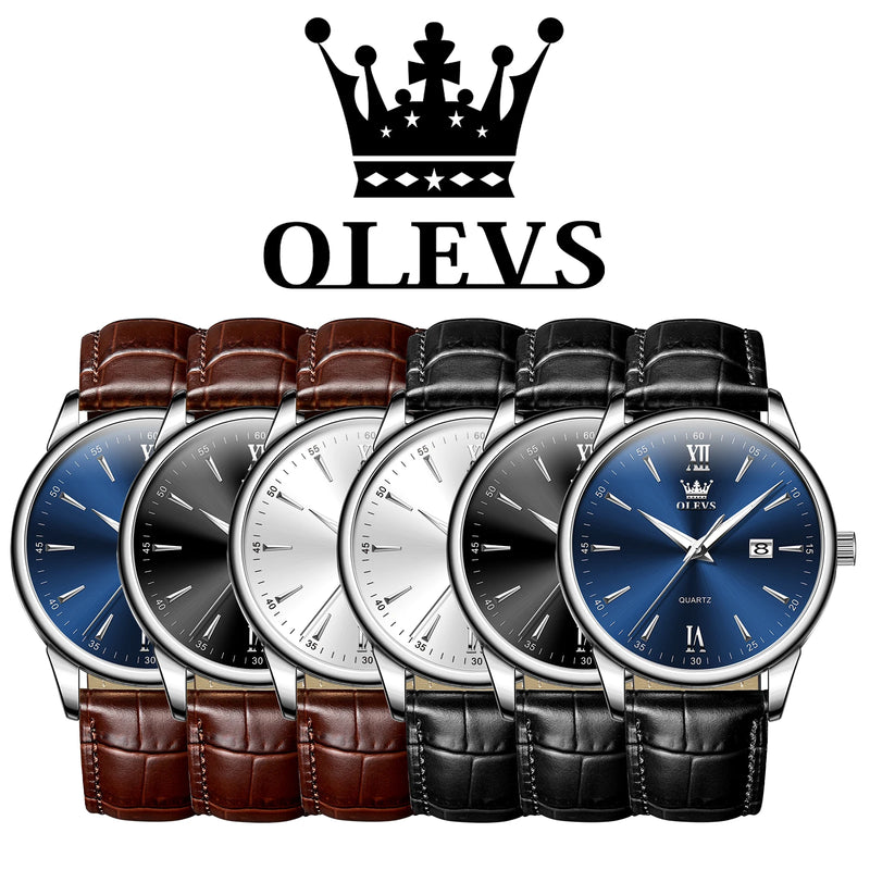 Relógio Masculino OLEVS Lux Casual | Pulseira Couro | À Prova D’Água